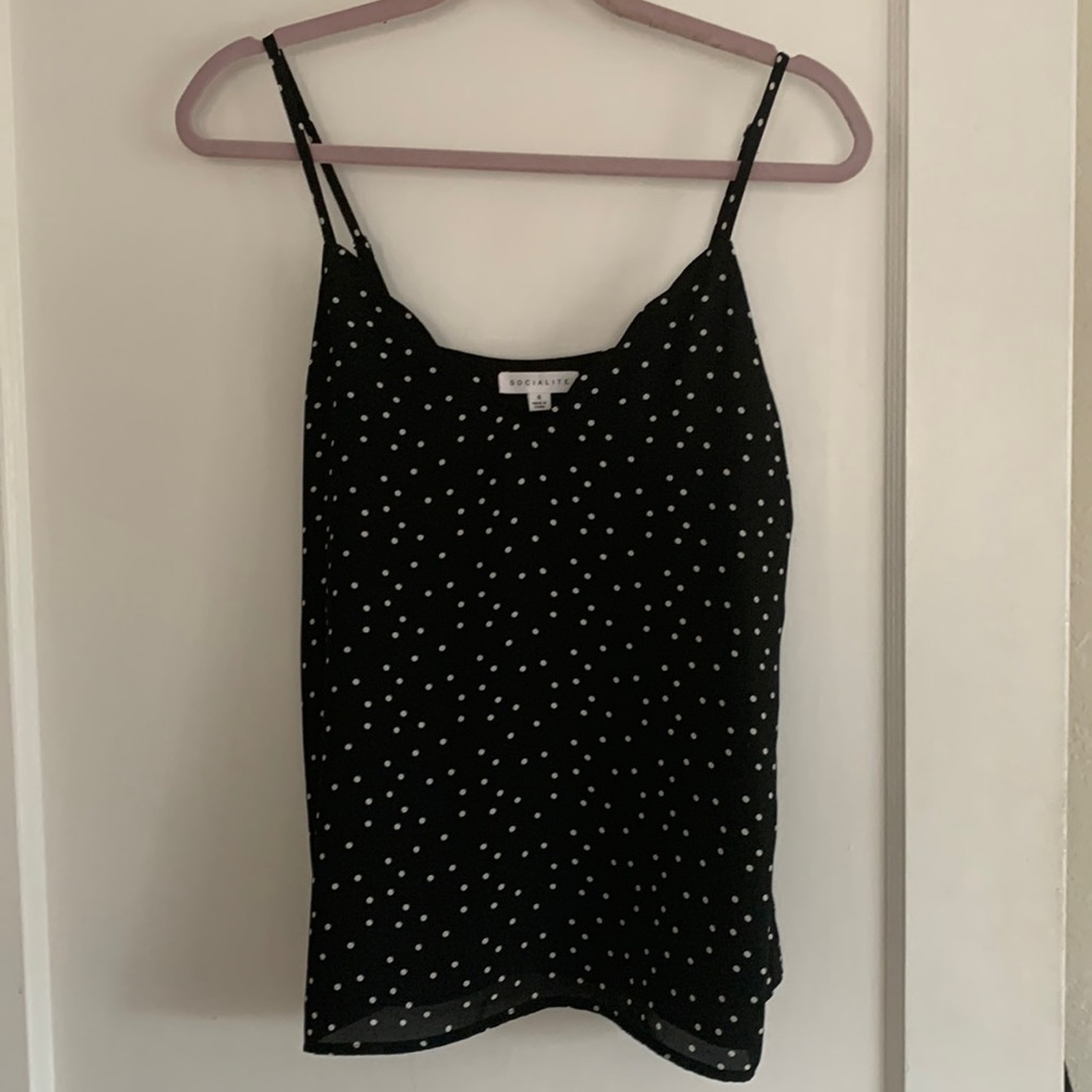 Black polka dot cami